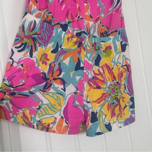 Lilly Pulitzer Colorful Floral Mini Romper Kids Size XL 12-14 Tropical Beach - Picture 6 of 9